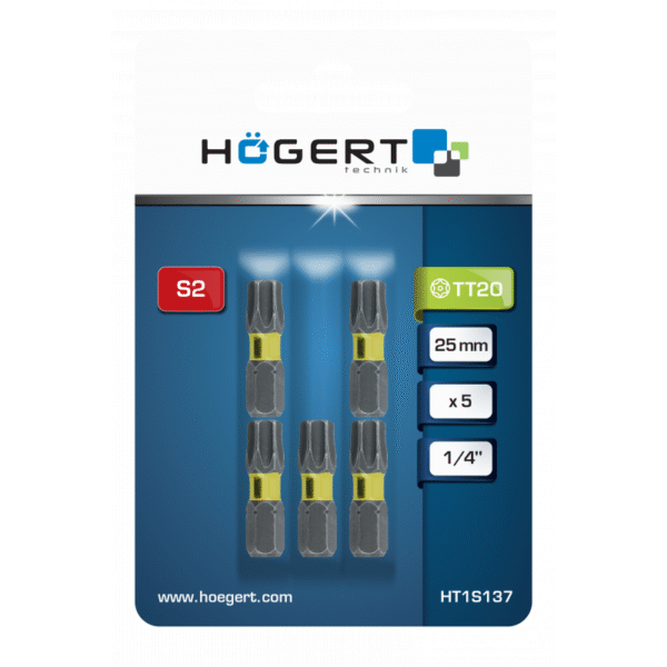 Torx bit za električne odvijače Hoegert HT1S137 TT20 1/4" S2 25mm 5 kom