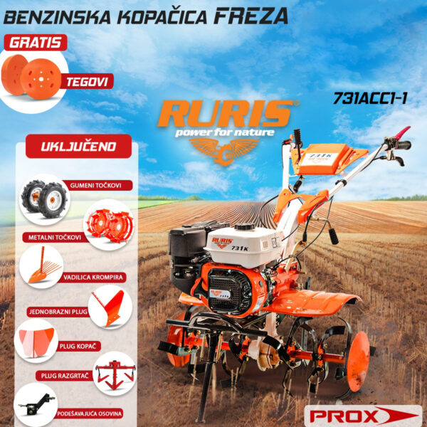 Benzinska freza – kopačica Ruris 731ACC1-1 7312021acc1 8.5KS 83cm sa dodacima