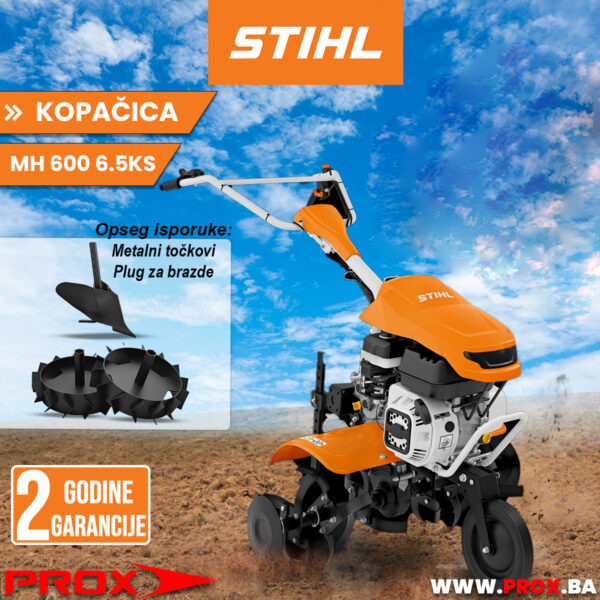 Benzinska freza - kopačica STIHL MH 600 6.0KS 79cm sa plugom i točkovima