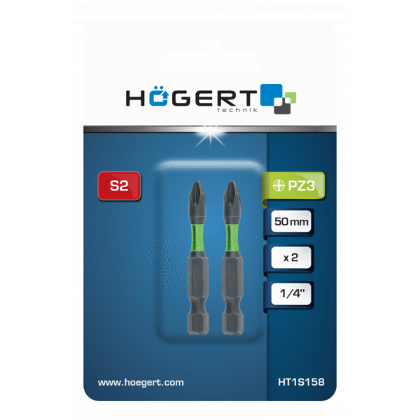 Križni bit za električne odvijače Hoegert HT1S158 PZ3 1/4" S2 50mm 2 kom