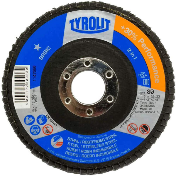Brusna ploča za brusilice Tyrolit 34318366 115 x 22.23 B ZA80 2 u 1