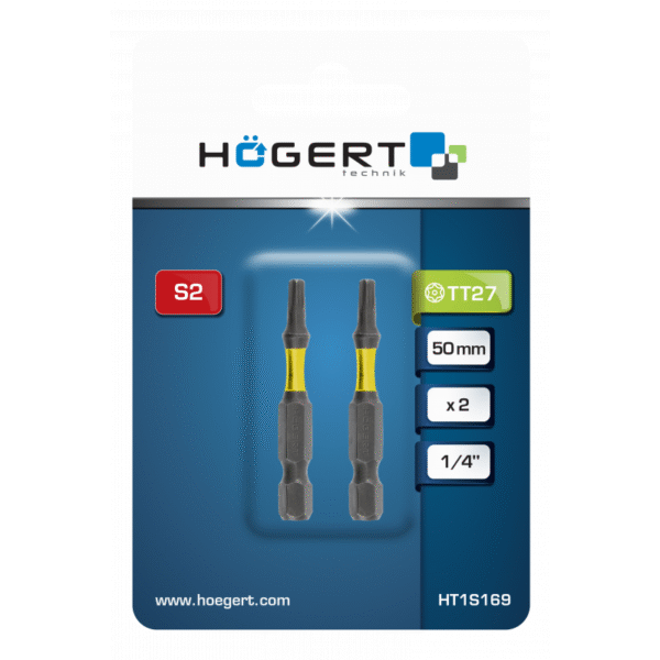 Torx bit za električne odvijače Hoegert HT1S169 TT27 1/4" S2 50mm 2 kom