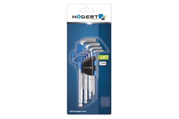 Set imbus ključeva Hoegert HT1W804 sa kuglastim završetkom 9 kom CrV