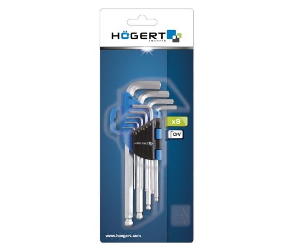Set imbus ključeva Hoegert HT1W804 sa kuglastim završetkom 9 kom CrV