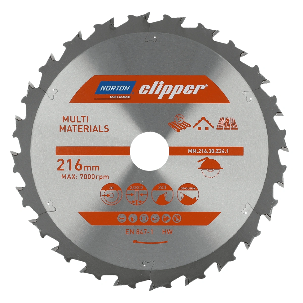 image-664.webp Rezna ploča - list kružne pile za cikulare za više materijala Norton 70184608130 216x30mm Z24