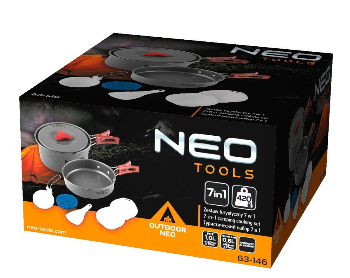 Set posuđa za kuhanje za kampovanje 7 u 1 Neo Tools 63-146