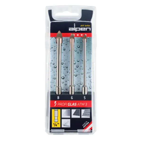 Set burgija - borera za staklo Alpen 289000031 5/6/8 mm
