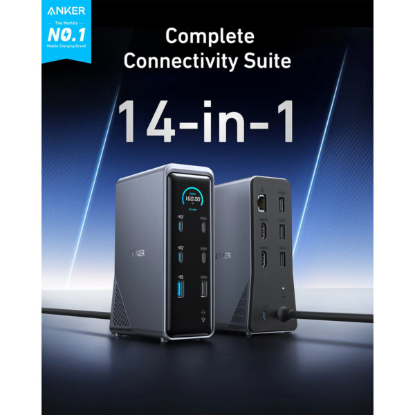 Hub za priključke - docking station Anker 14 u 1 A83B63A1 sivi
