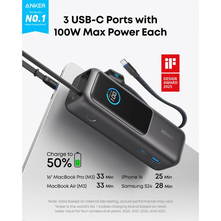 Eksterna baterija - punjač - Powerbank Anker A1695H11 25000mAh 165W crni