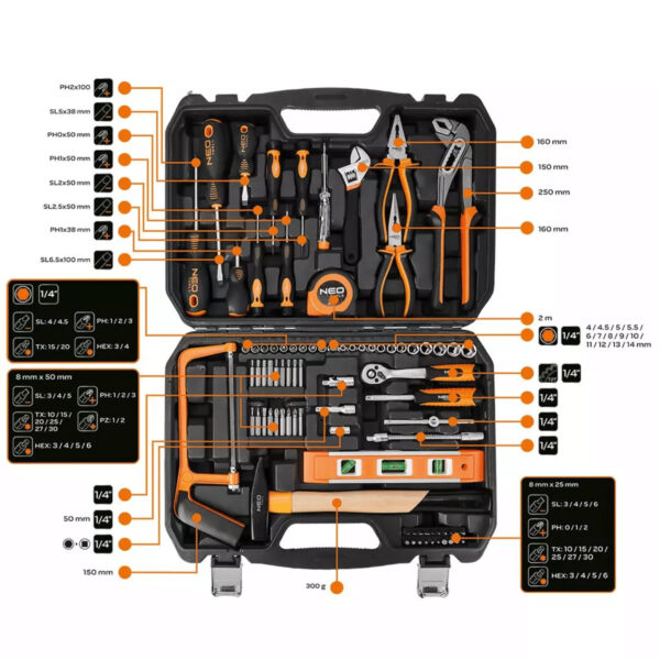 Set ručnih alata Neo Tools 10-202 88-dijelni