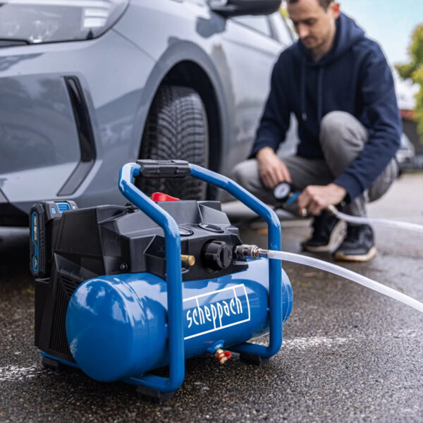 Aku kompresor Scheppach IXES C-ACT160/6-X 5906175400 6L sa dvije 2.0Ah baterije i duplim punjačem