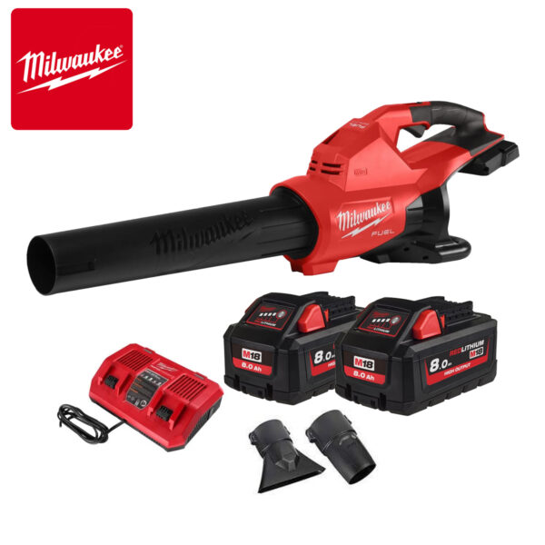 Aku puhač-duvač lišća Milwaukee M18 F2BL-802 4933479988 18V sa dvije 8.0Ah baterije i punjačem