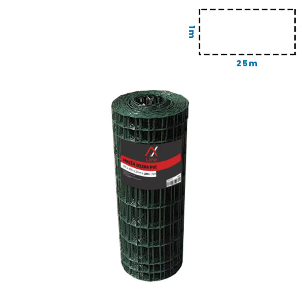 Zelena mreža za ograđivanje AX Line 030201790 2.2mm 1x25m PVC