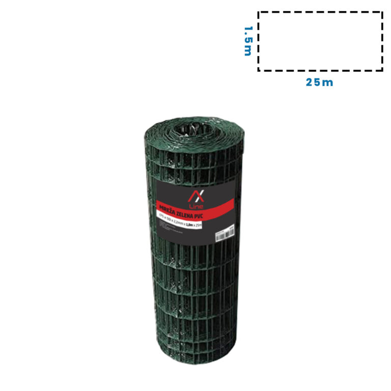 Zelena mreža za ograđivanje AX Line 030201792 2.2mm 1.5x25m PVC