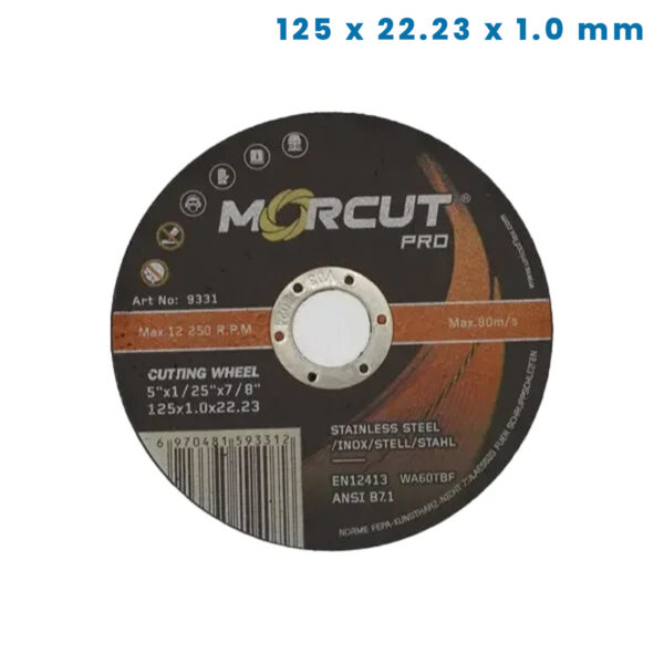 Rezna ploča za brusilice za čelik i Inox AX Line Morcut Pro 6970481593312 125x22.23x1.0mm