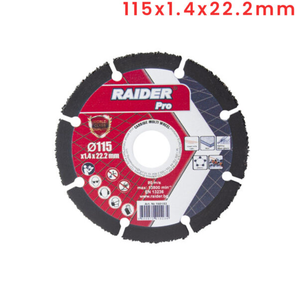 Karbidna višenamjenska rezna ploča za brusilice Raider 160153 115x1.4x22.2mm
