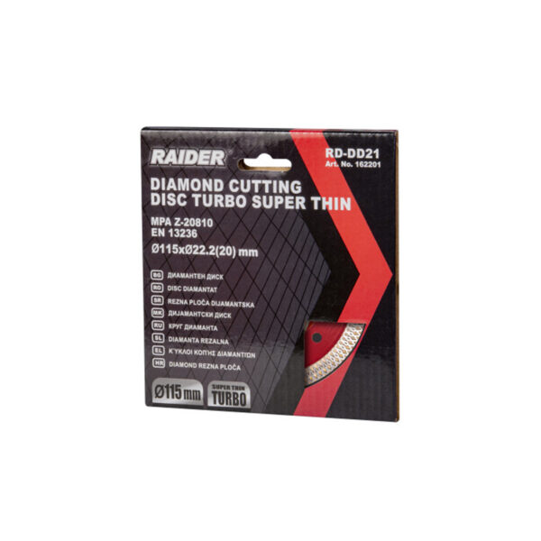 Dijamantska rezna ploča za brusilice Raider 162202 125x1.2x22.2mm Turbo
