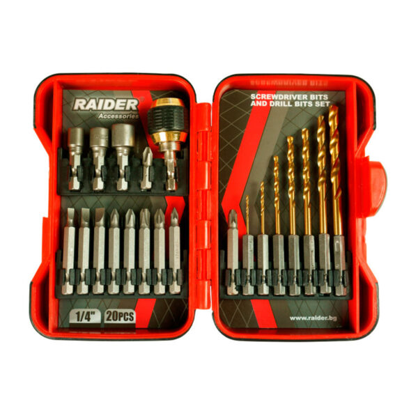 Set pribora za bušilice - bitovi i burgije-boreri Raider 157797 1/4" 20-dijelni