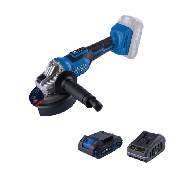 Aku ugaona-kutna brusilica Scheppach BC-AG125-XS2 20V IXES 125mm sa baterijom 2.0Ah i punjačem 2.4A