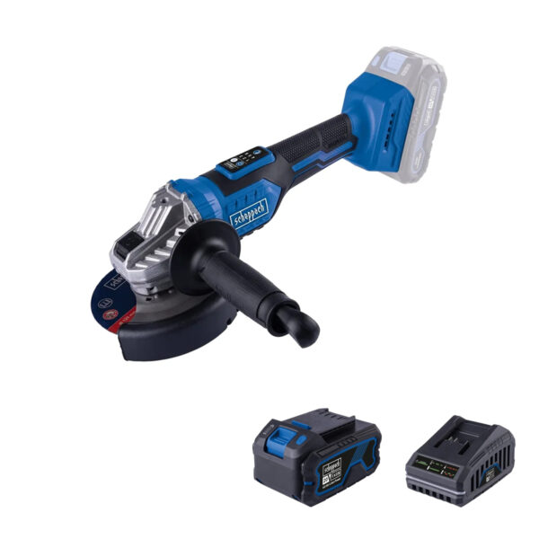 Aku ugaona-kutna brusilica Scheppach BC-AG125-XS4 20V IXES 125mm sa baterijom 4.0Ah i punjačem 2.4A