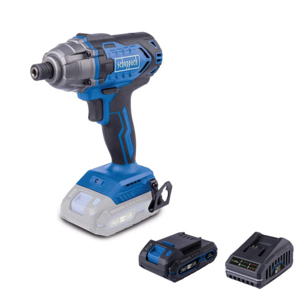 Aku udarni odvijač Scheppach C-ID180-XS2 20V IXES 180Nm 1/4" sa baterijom 2.0Ah i punjačem 2.4A