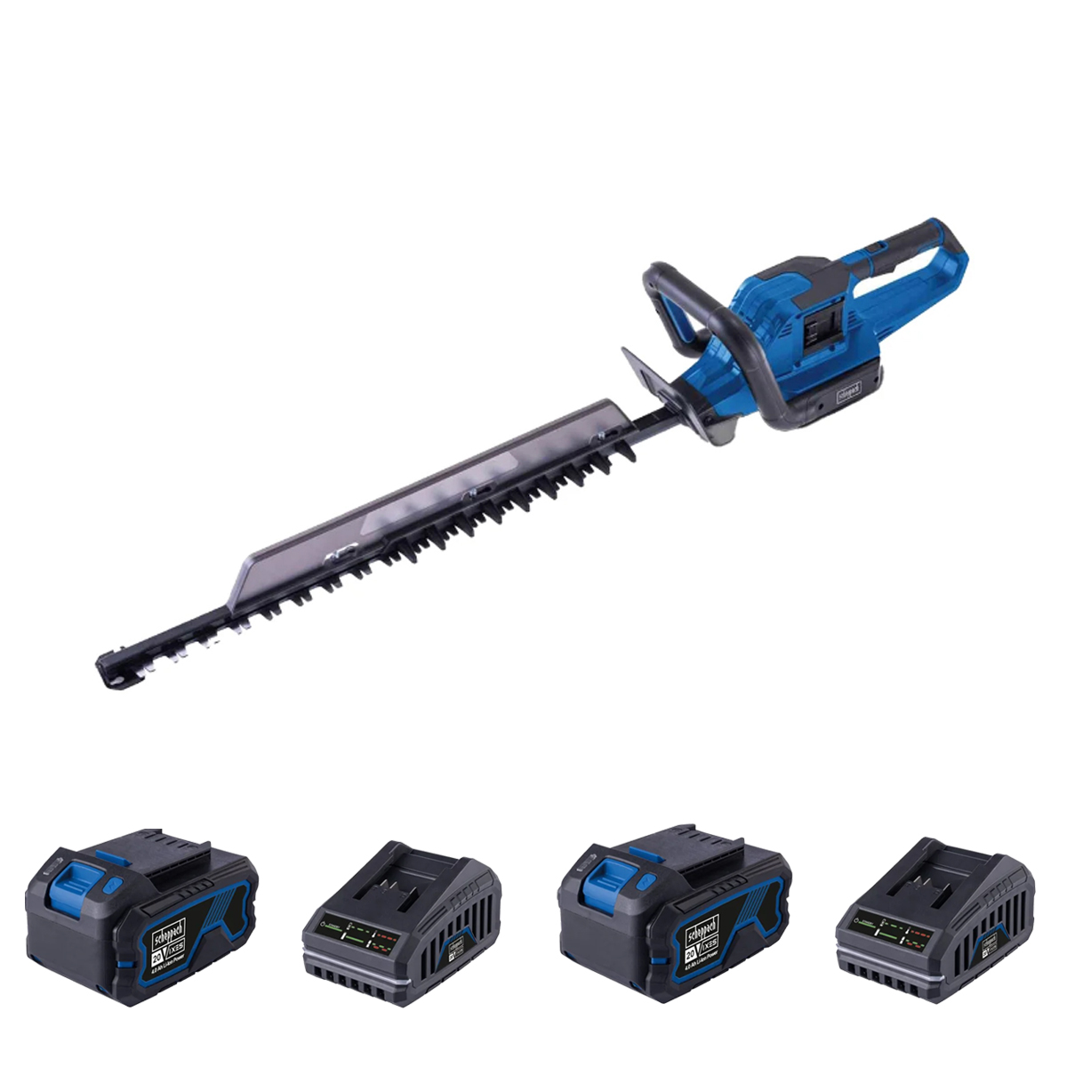 image-1410.jpg Aku škare-makaze za živu ogradu - živicu Scheppach BC-HT720-XS2 2x20V IXES Brushless 65cm sa 2 baterije 4.0Ah i 2 punjača 2.4A