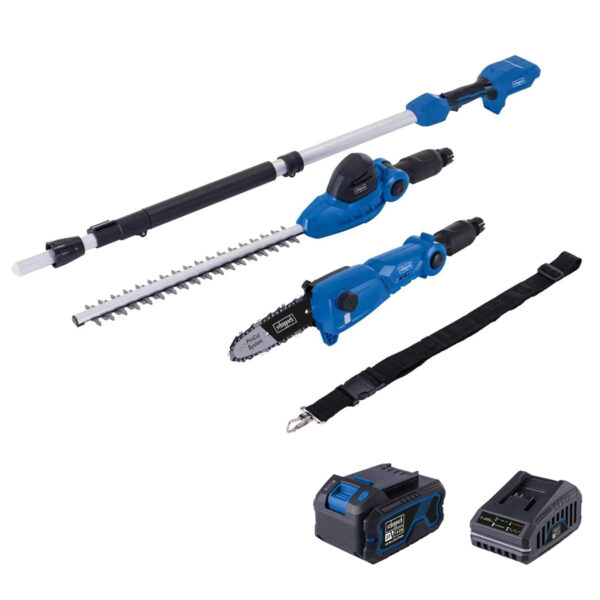 Aku višenamjenski-multifunkcijski vrtni alat 2u1 Scheppach C-PHTS410-XS4 20V IXES sa baterijom 4.0Ah i punjačem 2.4A