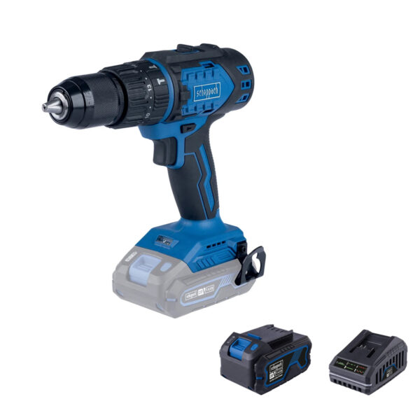 Aku udarna bušilica Scheppach BC-CD60-XS4 20V IXES Brushless 60Nm sa baterijom 4.0Ah i punjačem 2.4A