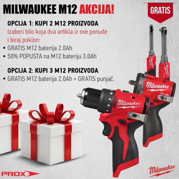 Milwaukee M12 akcija Gratis baterija i punjač