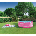 Bazen sa metalnim okvirom Intex 28290NP 244x244x76cm rozi