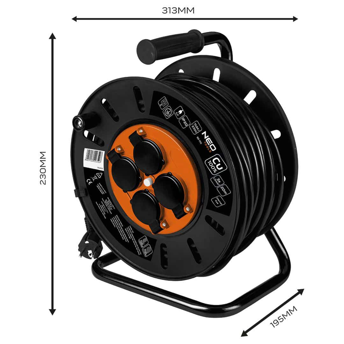 Produžni kabal na kolutu Neo Tools 90-173 30m 3×2.5mm2