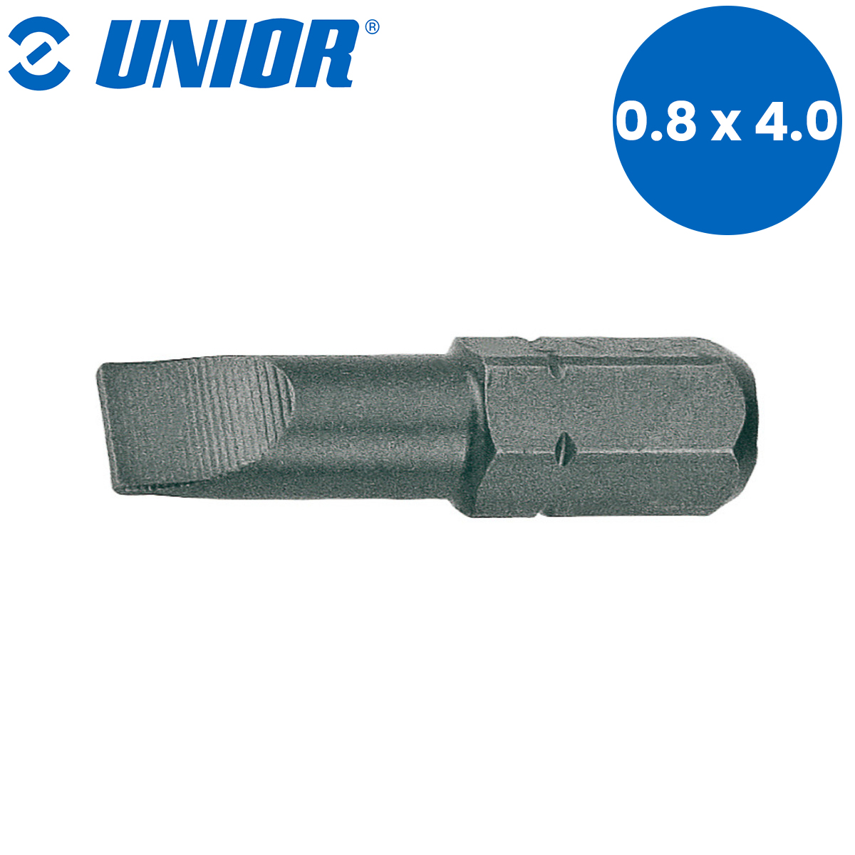 Nastavak plosnati, set od 3 kom UNIOR 6460 602374 0.8 x 4.0mm Set pljosnatih nastavaka za izvijače-šarafcigere UNIOR 6460 602374 0.8x4.0mm 3-dijelni