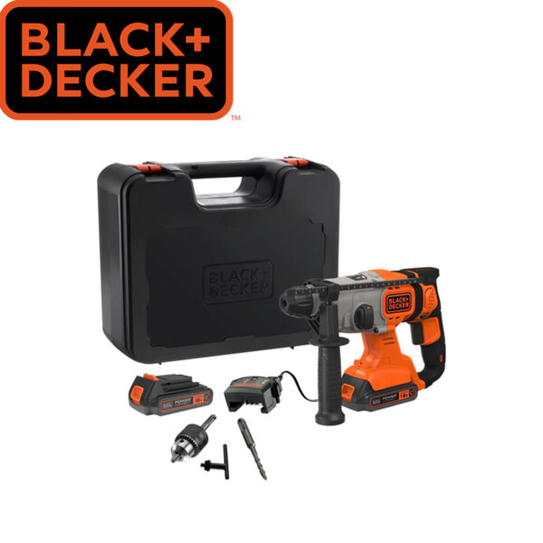 Aku udarna bušilica Black+Decker BCD900E2K SDS-Plus 18V sa priborom dvije 2.5Ah baterije i punjačem u koferu