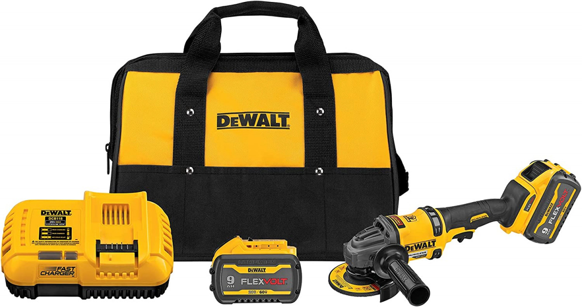 Aku ugaona - kutna brusilica DeWalt DCG418X2 54V 125mm sa dvije 9Ah baterije i punjačem u torbi
