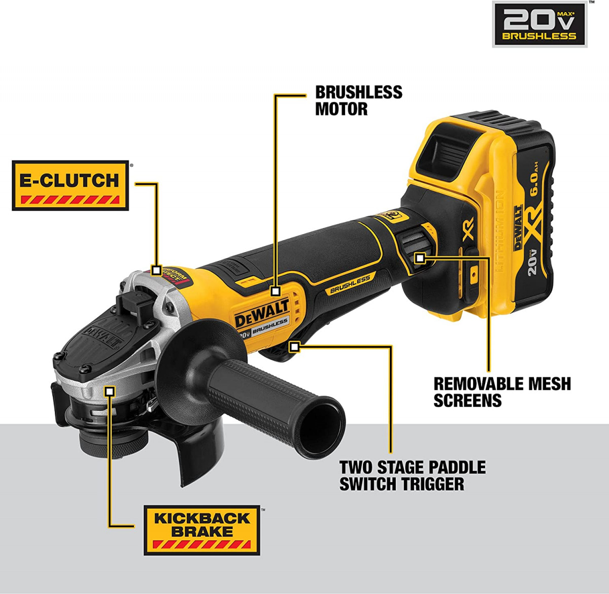 Aku ugaona - kutna brusilica DeWalt DCG418X2 54V 125mm sa dvije 9Ah baterije i punjačem u torbi