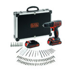 Aku bušilica - odvijač Black+Decker BDCDC18BAFC sa 80-dijelnim priborom dvije 1.5Ah baterije i punjačem u koferu