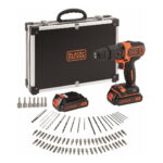 Aku udarna bušilica Black+Decker BDCHD18BAFC sa 80-dijelnim priborom dvije 1.5Ah baterije i punjačem u koferu