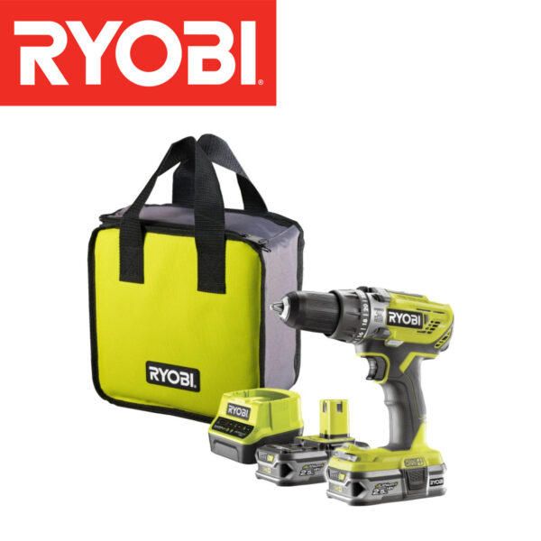 Aku udarna bušilica Ryobi R18PD3-225S 18V sa 2 baterije 2.5Ah i punjačem u torbi