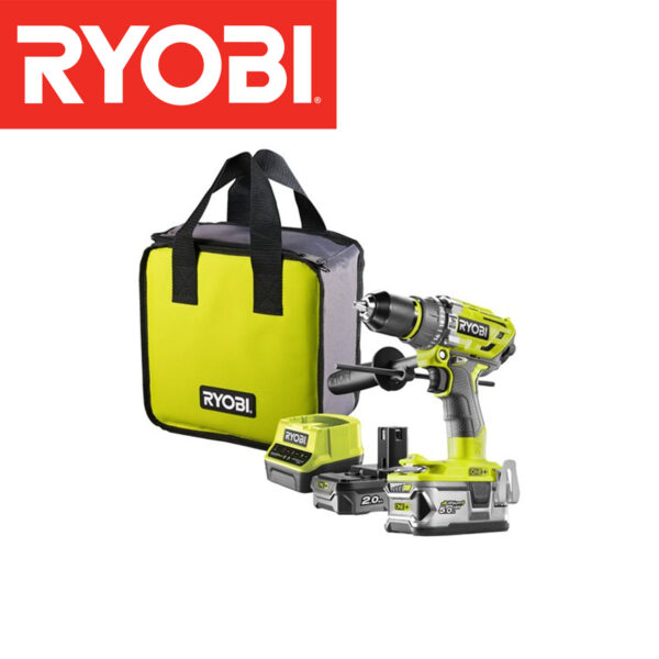 Aku udarna bušilica Ryobi R18PD7-252S 18V sa 2 baterije i punjačem u koferu