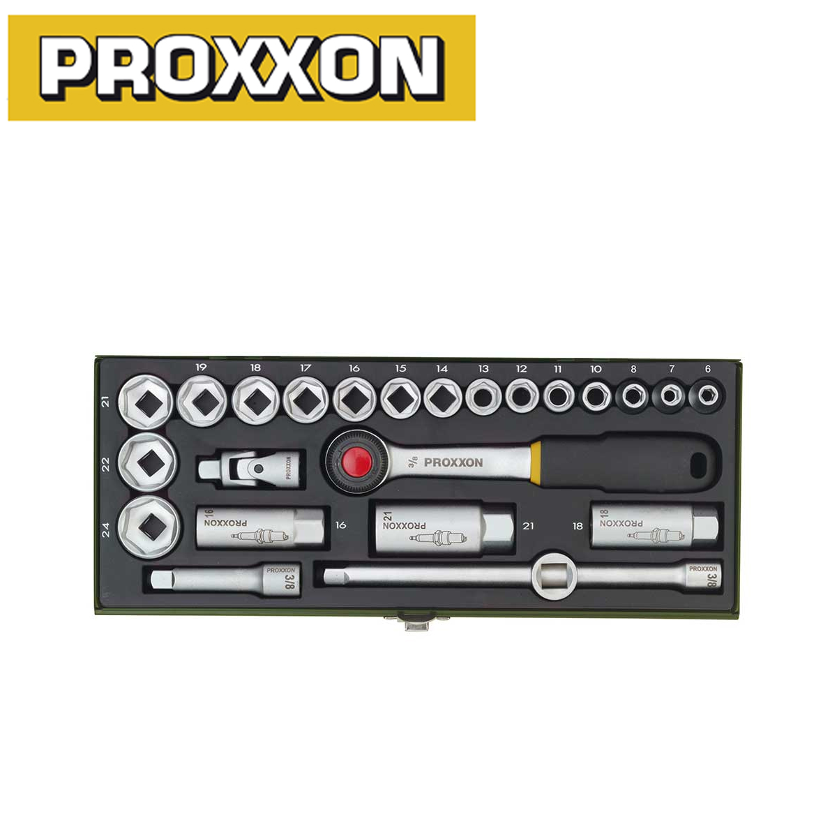 Set - garnitura nasadnih ključeva 3/8” 6-24mm - 24 dijelni Proxxon – 23110 Set nasadnih ključeva 3/8” Proxxon 23110 6-24mm 24-dijelni