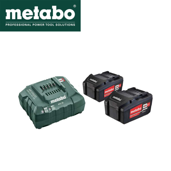 Aku set - dvije 4Ah baterije i punjač Metabo ASC 55 18V 685050000