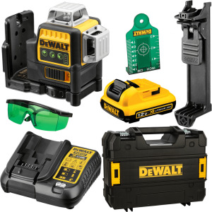 Aku laserski nivelir - križni DeWalt DCE089D1G 12V 30m sa baterijom 2.0Ah i punjačem u koferu