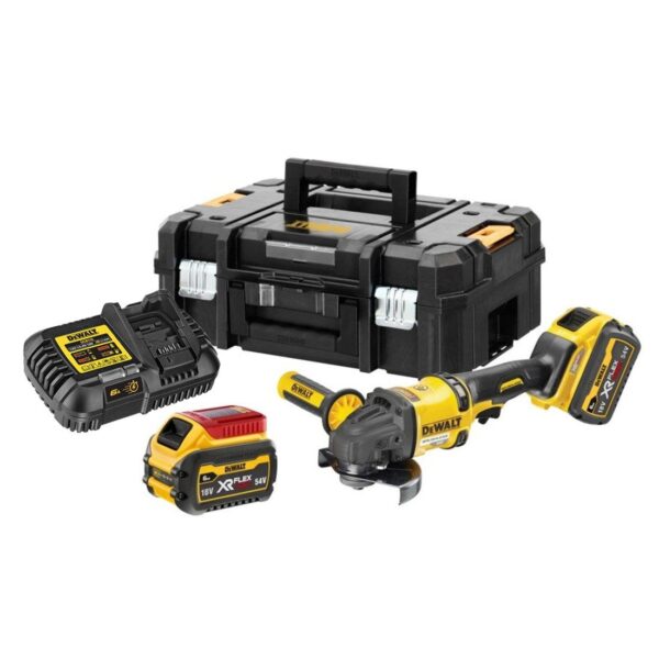 Aku ugaona - kutna brusilica DeWalt DCG418T2 54V 125mm sa dvije 6Ah baterije i punjačem u Tstak koferu