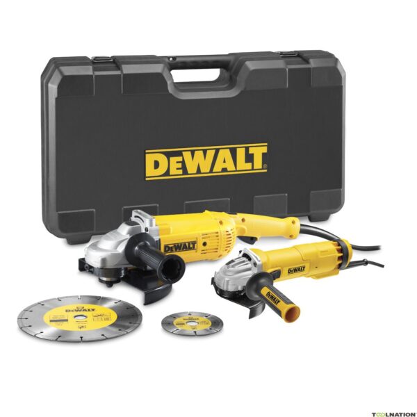 Set - dvije električne ugaone - kutne brusilice DeWalt DWE492SDT 230mm 2200W i 125mm 1000W u koferu