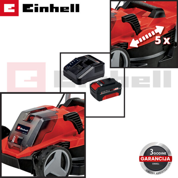 Gurajuća aku kosilica - kosačica Einhell GE-CM 18/33 Li 18V 33cm sa baterijom 4.0 Ah i punjačem 3413260