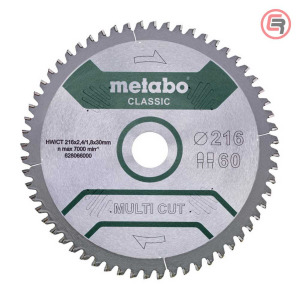 Rezna ploča - list kružne pile za cirkulare Metabo Multi Cut Classic 628066000 216x30mm 60 zuba